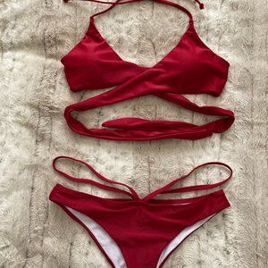 NWOT Medium Deep Red Bikini.